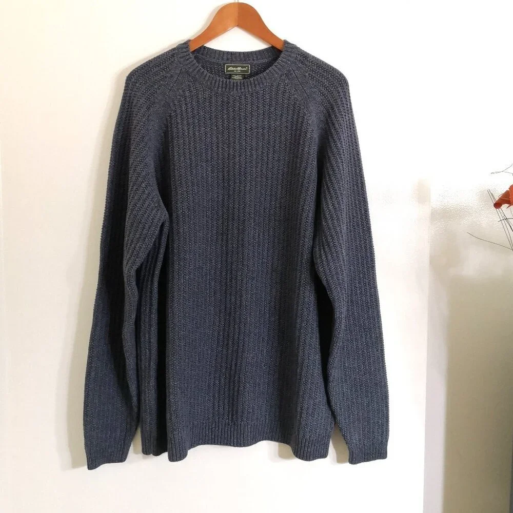 NWOT Eddie Bauer 100% Cotton Crew Neck Sweater Charcoal Gray Size XL Tall - Picture 1 of 6